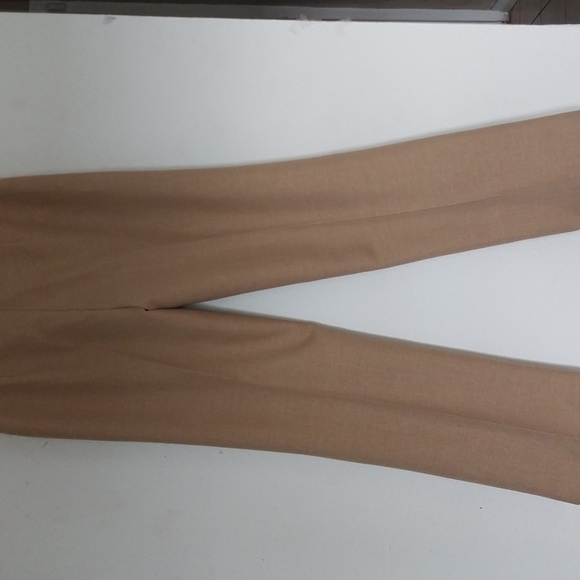 NINE WEST Pant Suit Wide Straight Leg CAMEL One Lapel Ruffle Classy Lady Size 8 - Picture 10 of 16